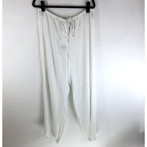 French Connection Womens Pants Linen Button Fly Tie Waist White 12
